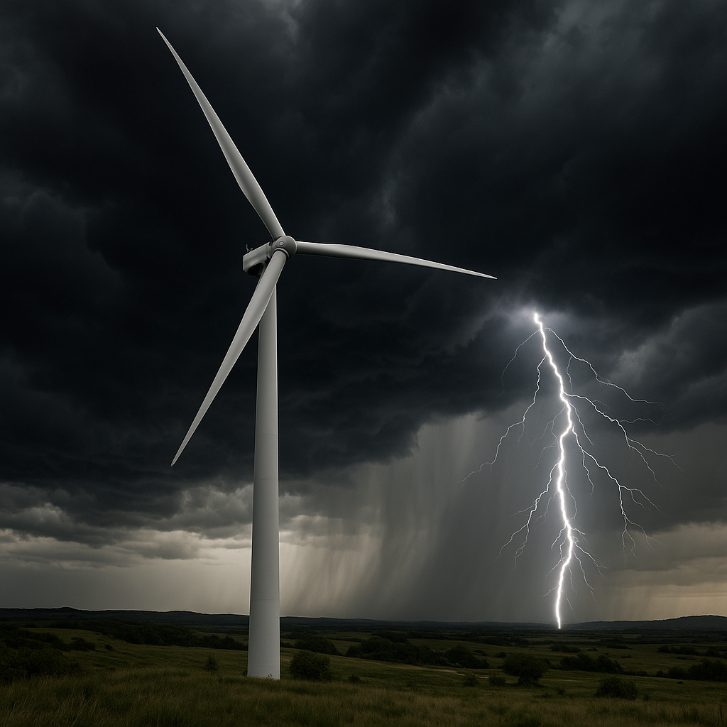 wind turbine in storm